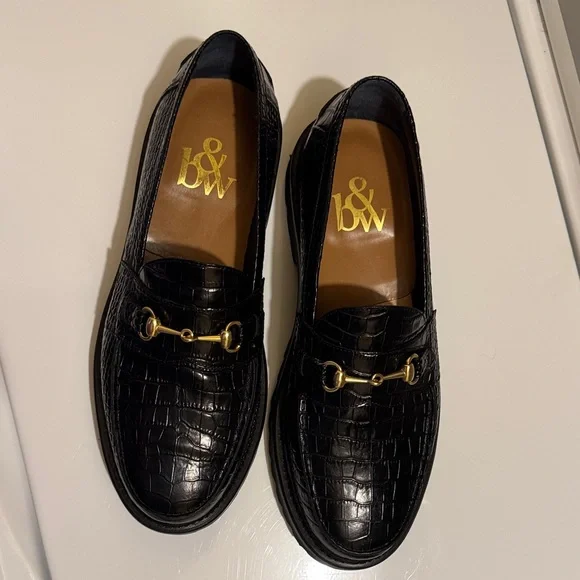 Blackstock & Weber Black Crocodile Textured Horsebit Loafers - Picture 2 of 5